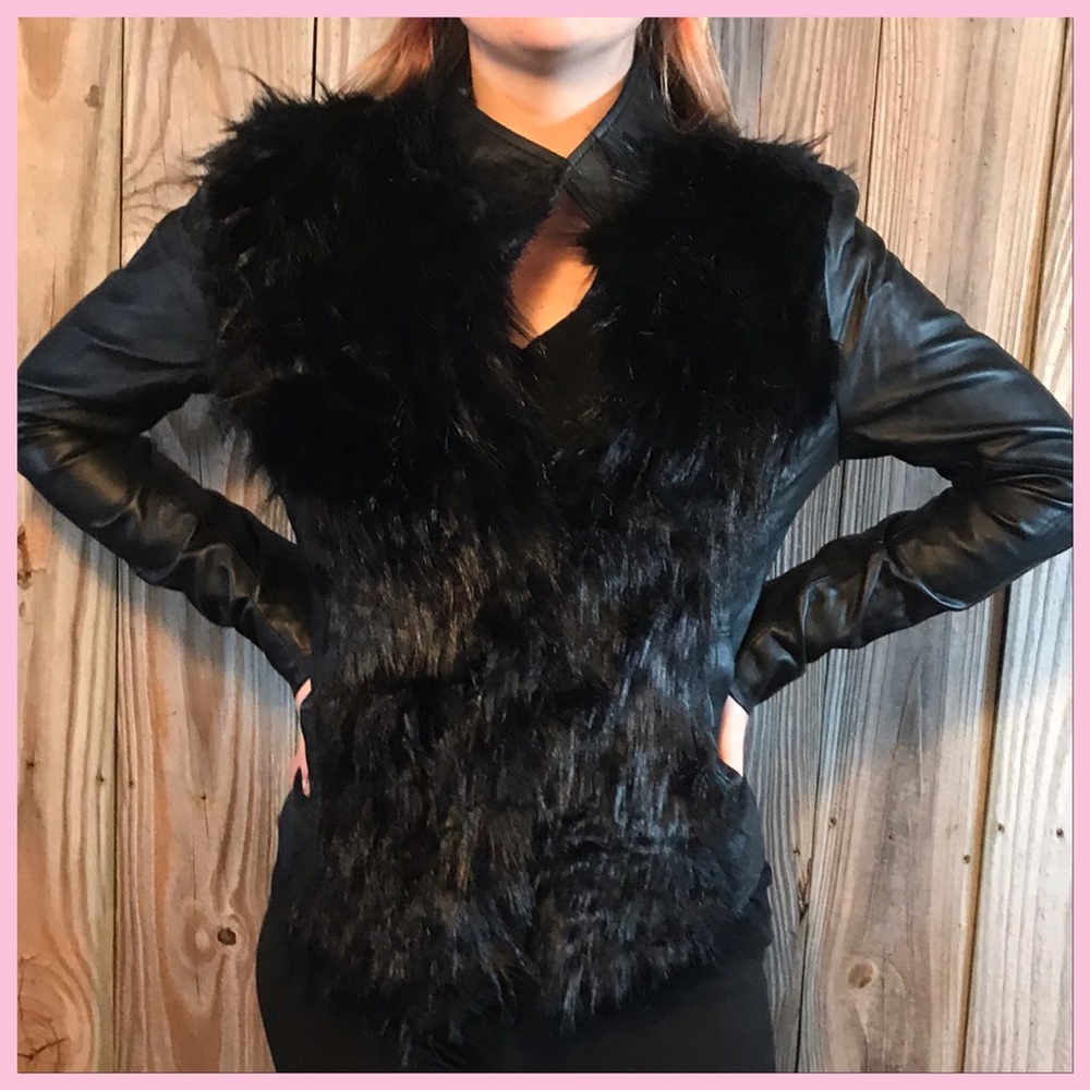NEW ⭐️ 5 STAR RATING FAUX FUR VEGAN LEATHER JACKET ⭐️ SUPER SALE ⭐️ - Picture 7 of 7